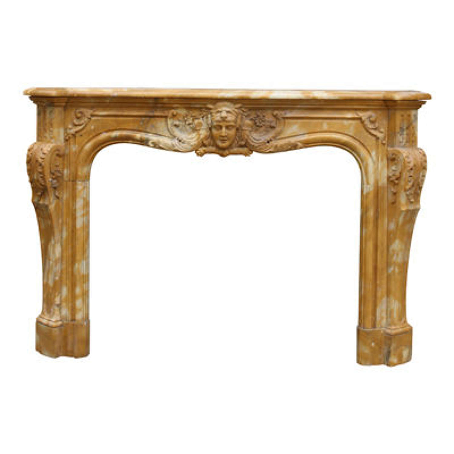 Mid 20th Century Large Sinenna marble Fireplace in Louis XV manner