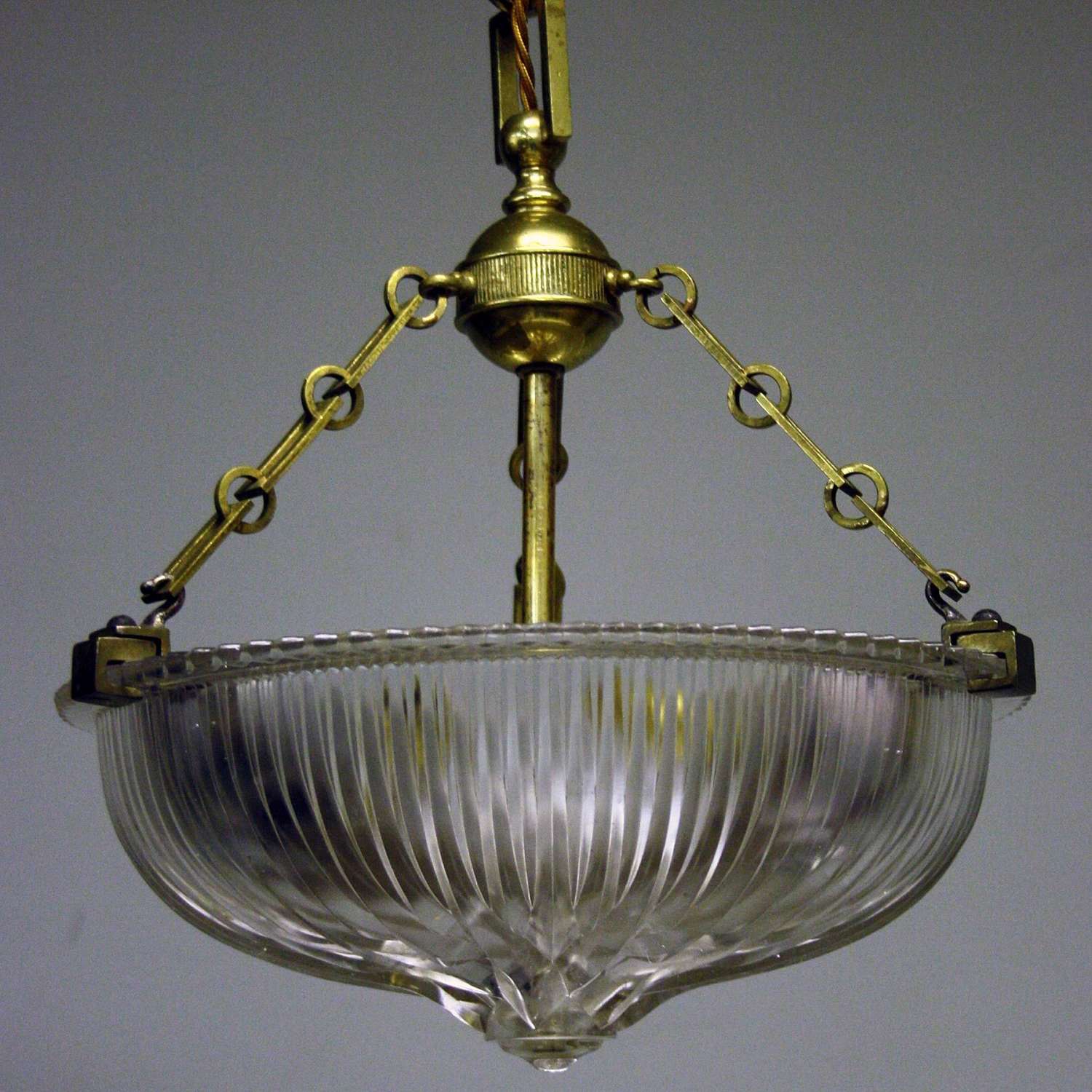 PAIR OF EXCEPTIONAL 20th CENTURY HOLOPHANE GLASS CEILING LIGHTS