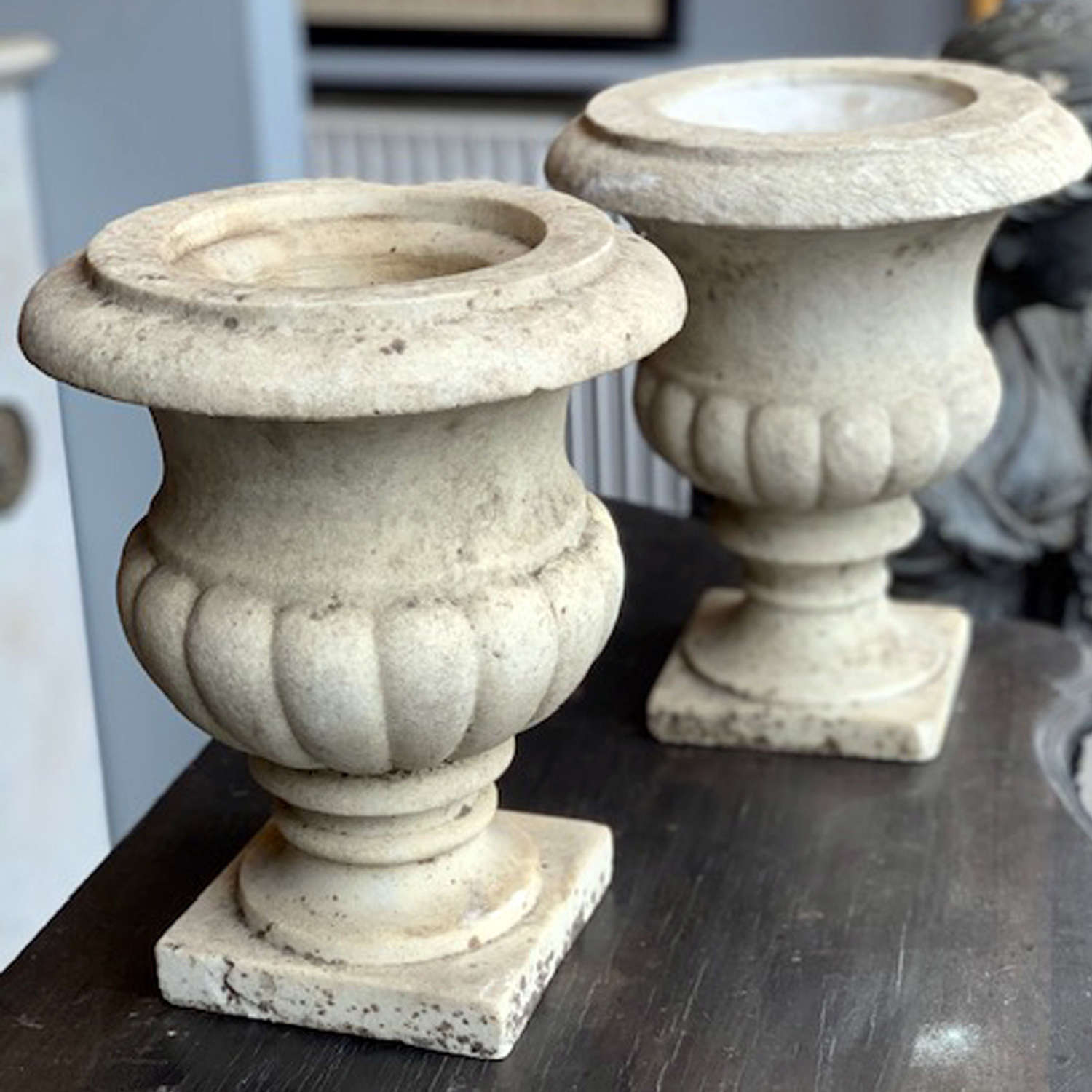 19th Century Near Pair of Marble Urns