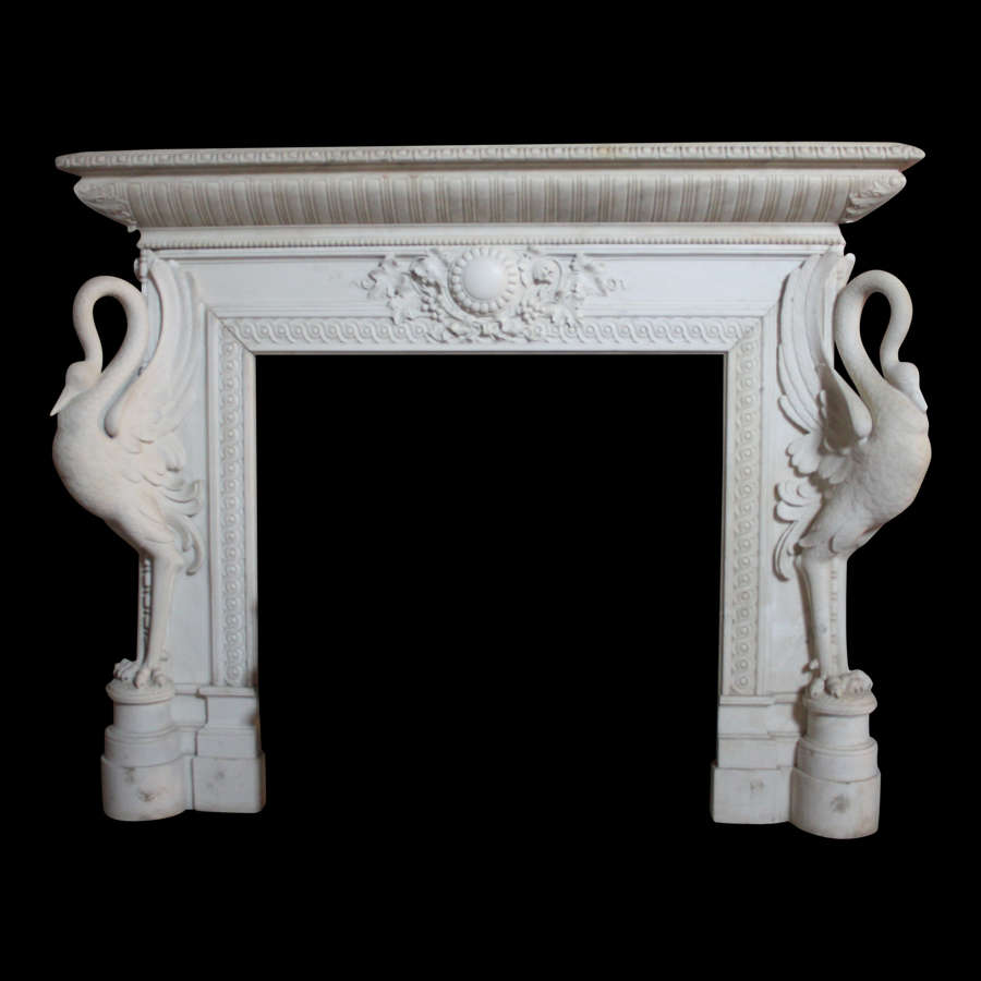 A Rare and Exceptional19th Century Italian Chimneypiece in Statuary Ma