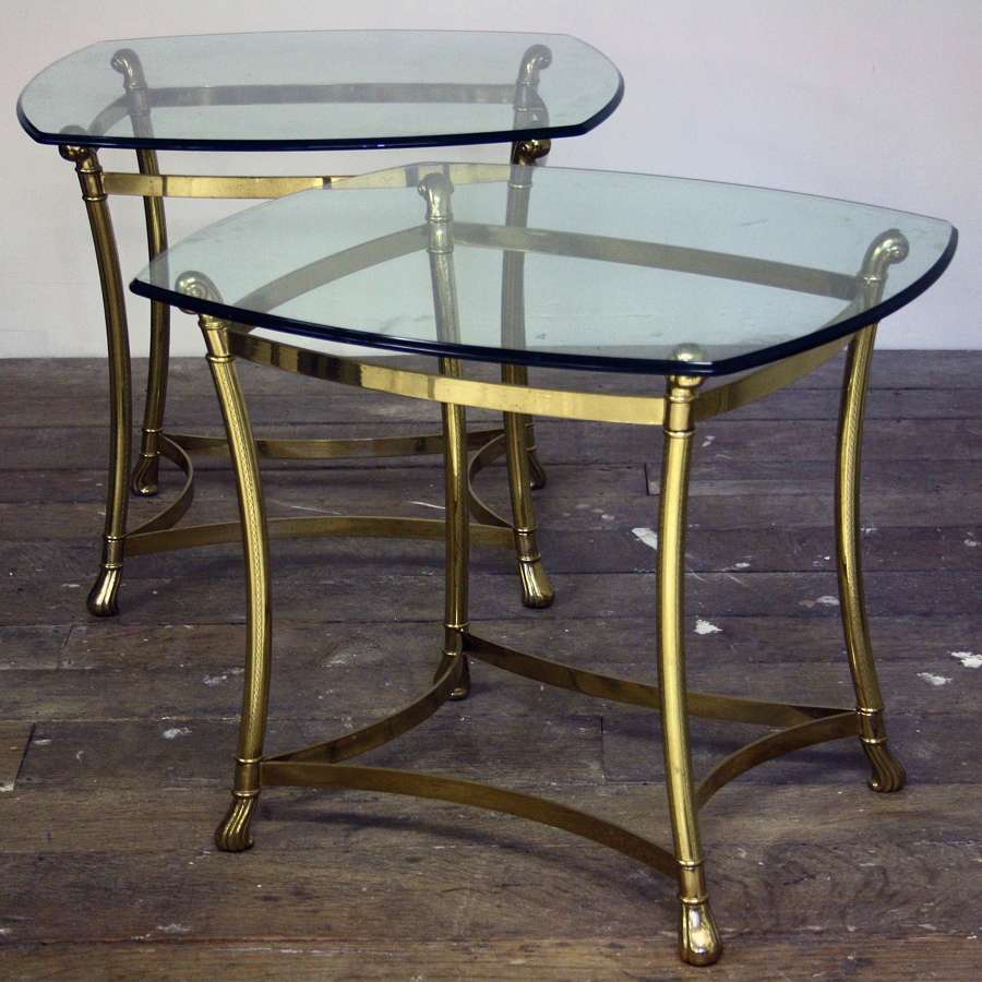 20th Century Brass and Glass side tables