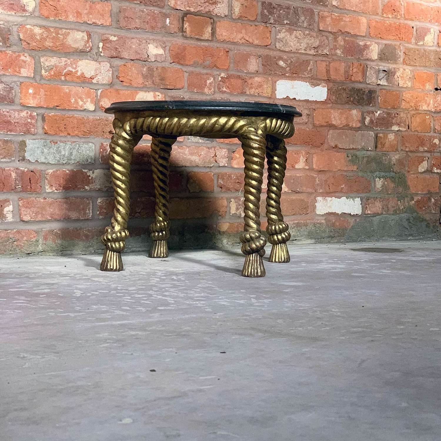 20th Century Wooden Rope Twist table with faux marble top