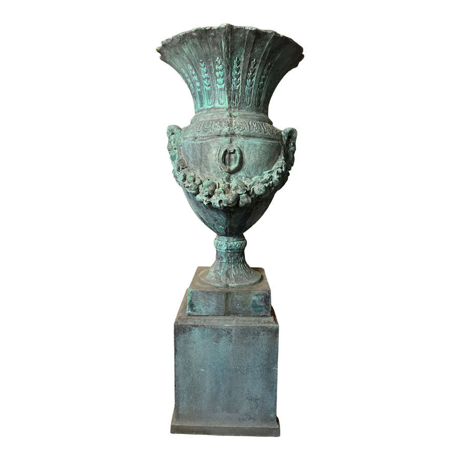 Monumental 20th Century fibreglass Classical Urn on Pedestal.
