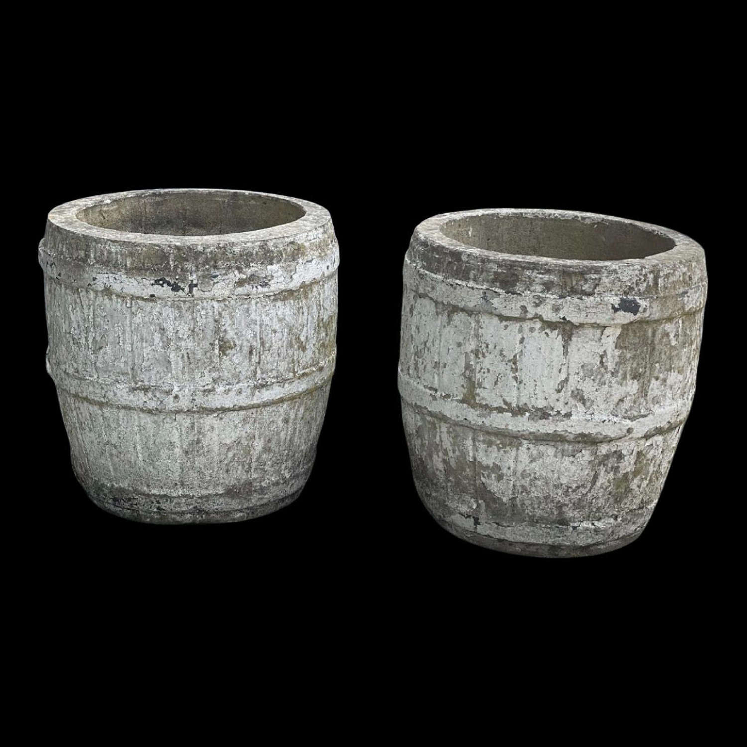 Pair of 20th Century Recon Stone Barrel shaped Planters