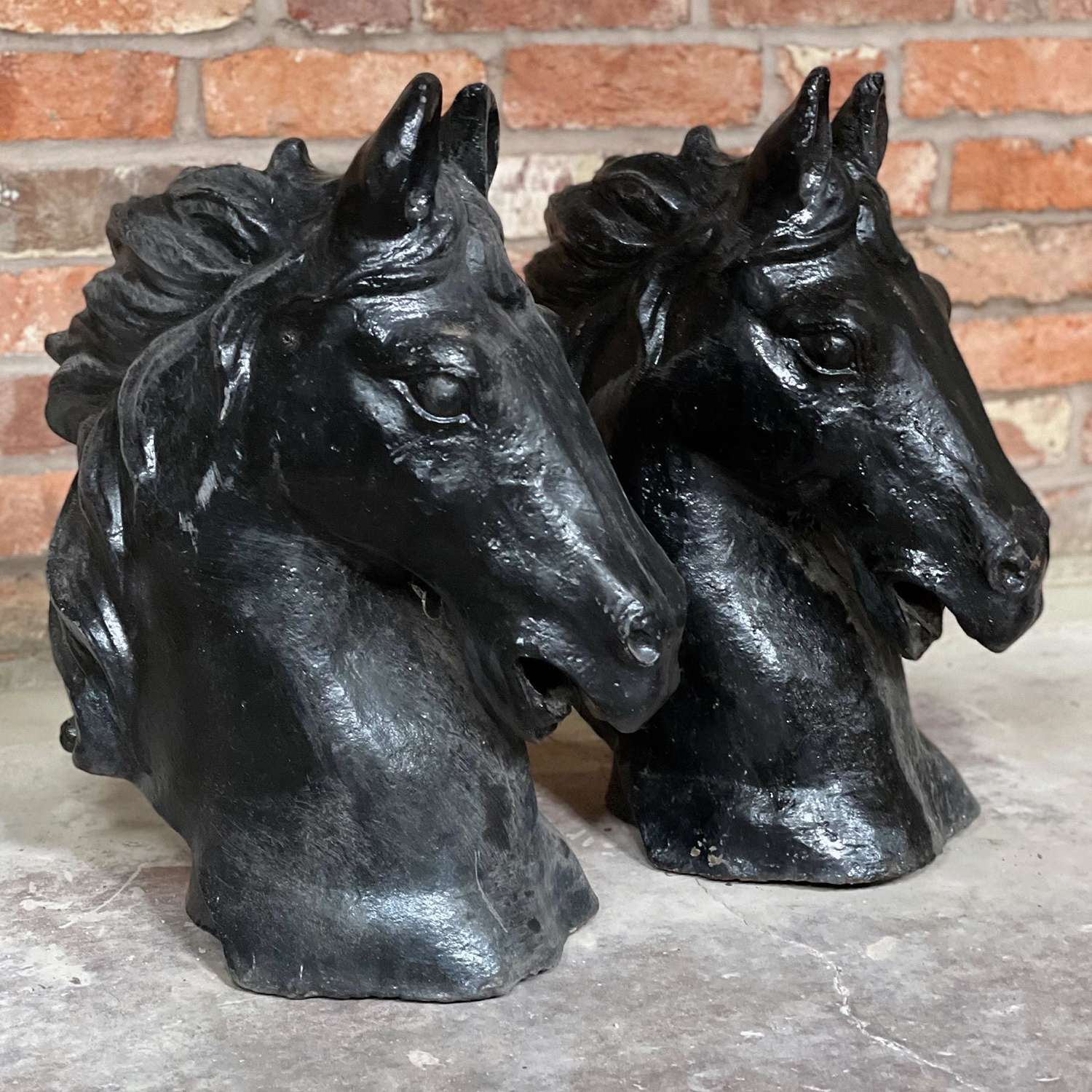 Pair of 20th Century Cast Iron Horse Heads