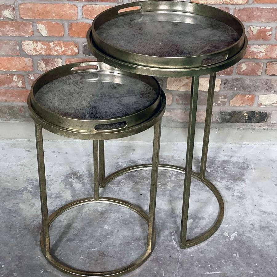 Circular side tables with removable trays