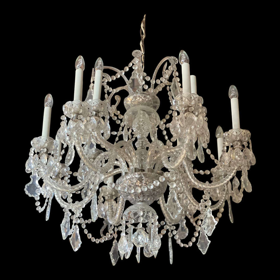 Large Pair of 20th Century Cut Glass Chandeliers