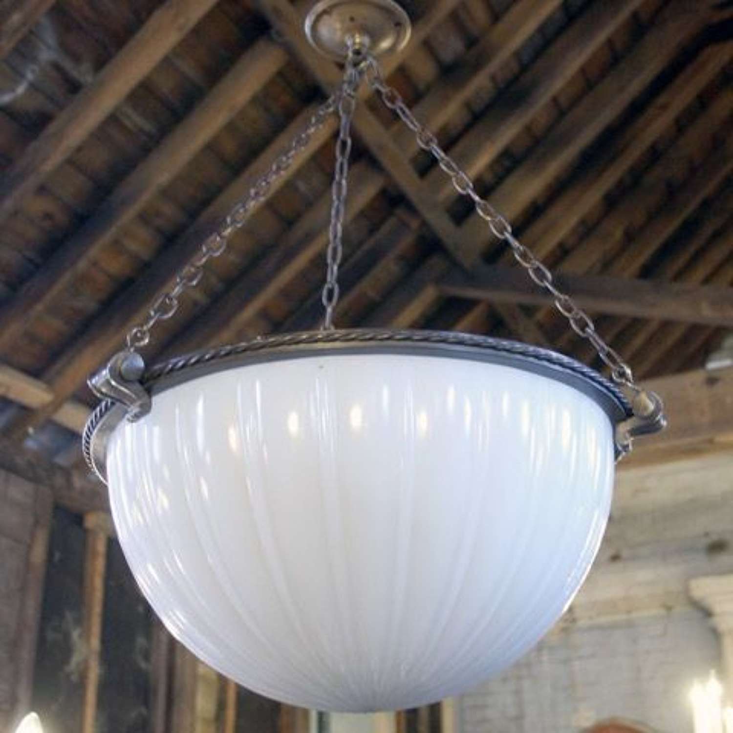 Opaline Glass Plaffonier ceiling Light