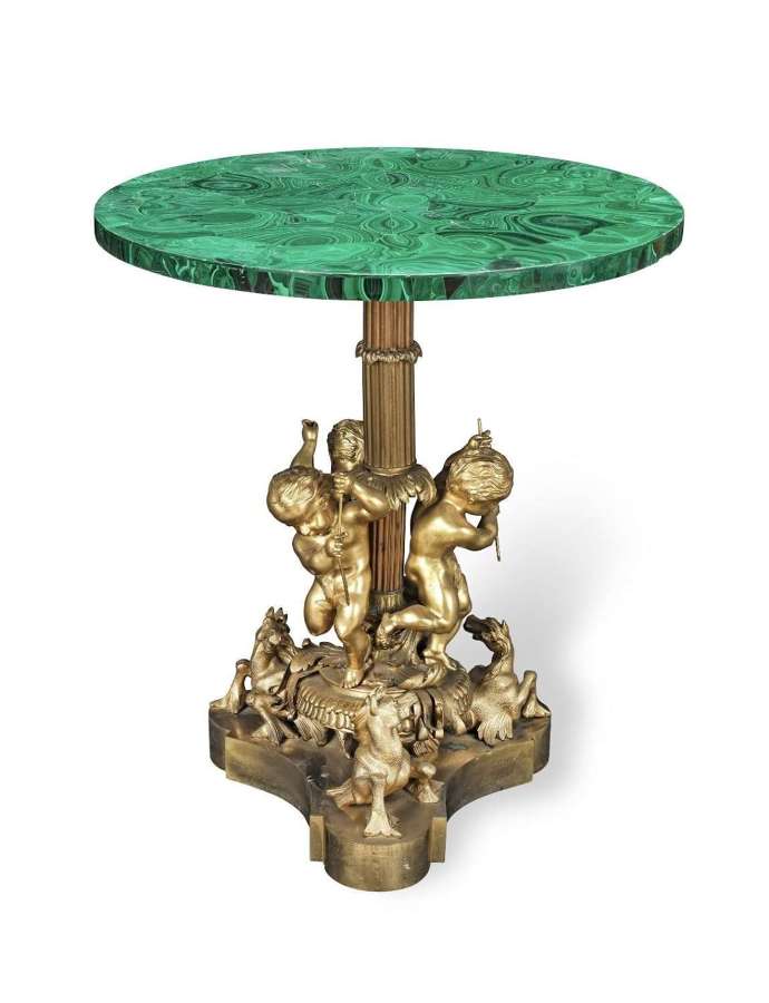 French 19th Century Gilt Bronze and Malachite low Gueridon or Small ce
